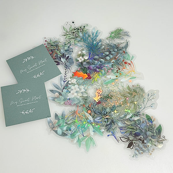 🌸 Lot de 40 autocollants – Fleurs et plantes - Divers Modèles