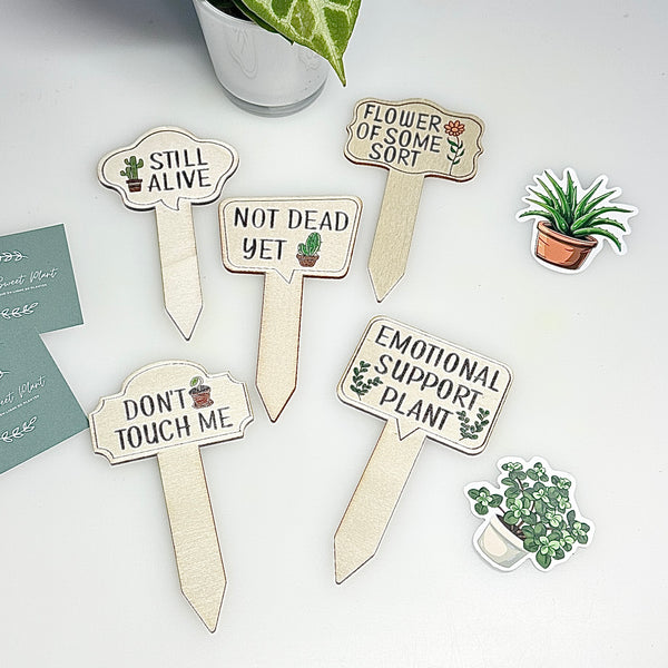 🌱 5 Panneaux Amusants en Bois pour Plantes