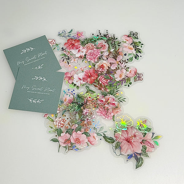 🌸 Lot de 40 autocollants – Fleurs et plantes - Divers Modèles