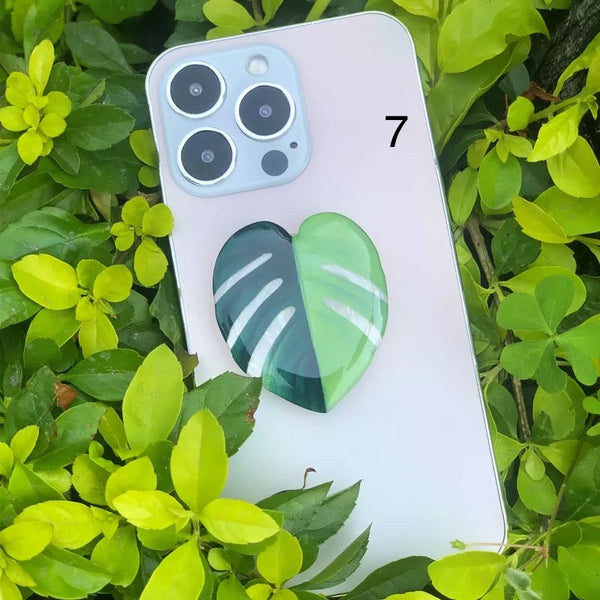 🍃 Support de téléphone feuille verte – Prise confortable et design nature