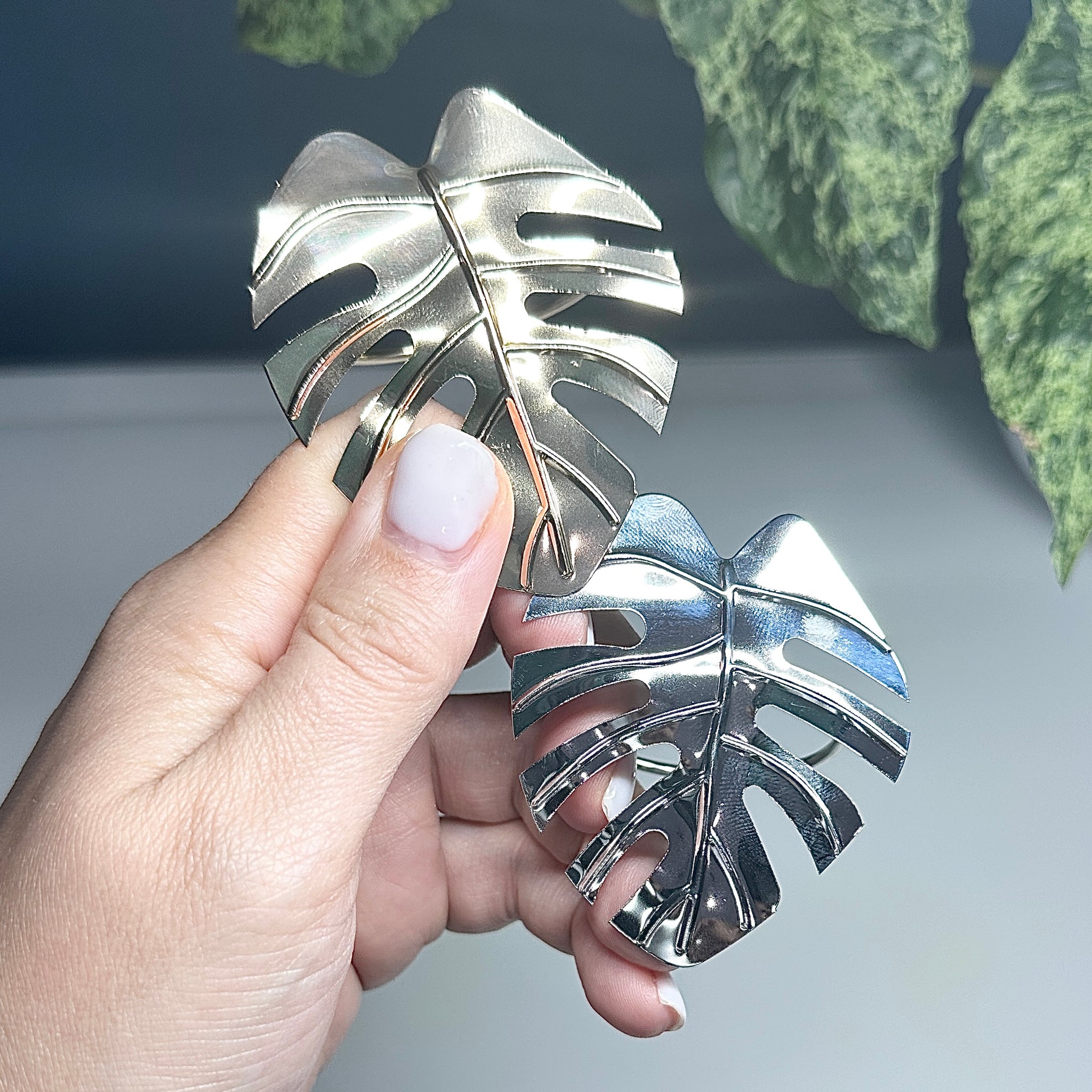 ✨ Anneaux de serviette en métal – Feuille Monstera (Lot de 2)