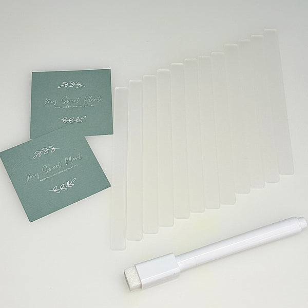 🌿 Étiquettes de plantes en acrylique transparent – Lot de 12 avec marqueur