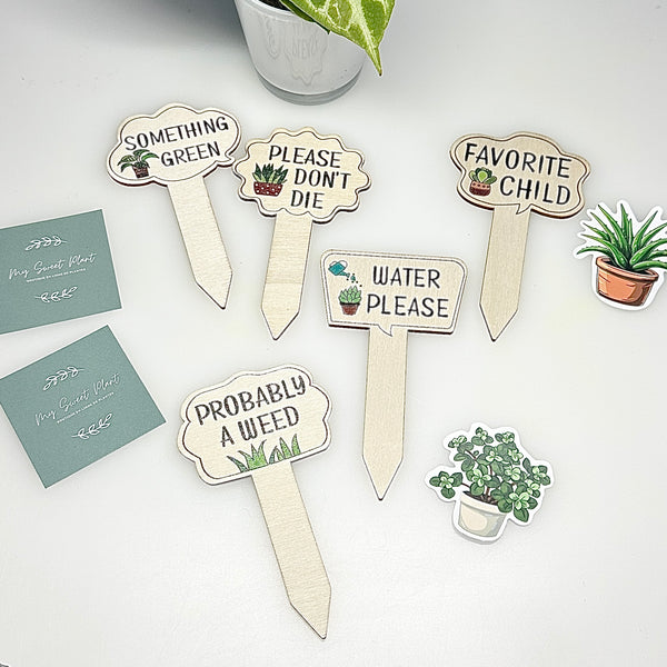 🌱 5 Panneaux Amusants en Bois pour Plantes