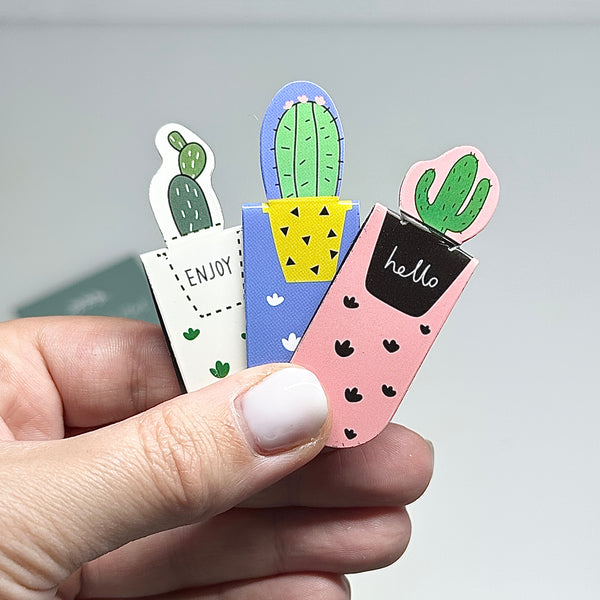 📚 Marque-pages magnétiques design Cactus – Lot de 3 marqueurs de page