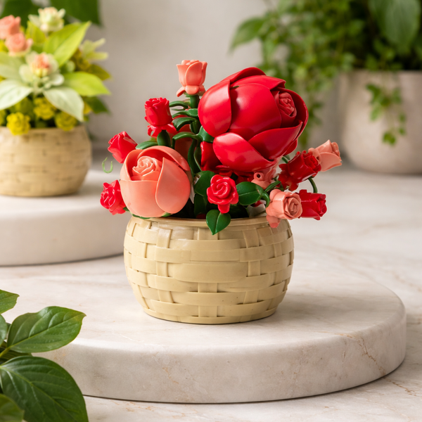 Panier floral à assembler – Modèle décoratif Rouge