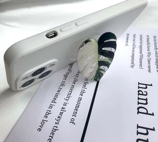 🍃 Support de téléphone feuille verte – Prise confortable et design nature