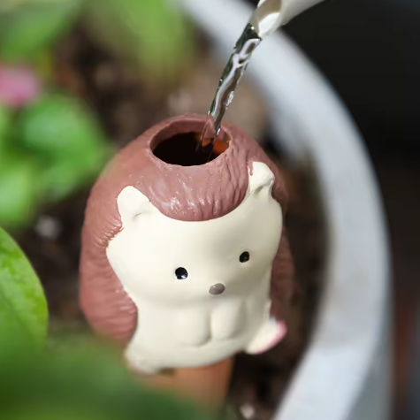 Oya Animaux Hérison en Terre Cuite – Auto-Irrigation pour Plantes 🌿
