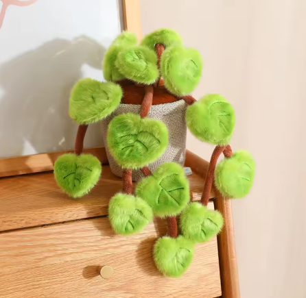 Peluche Plante  – Feuilles Cœur Ultra Douces Vert Clair 🌿