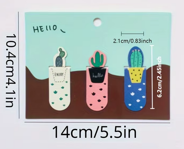 📚 Marque-pages magnétiques design Cactus – Lot de 3 marqueurs de page