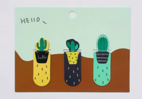 📚 Marque-pages magnétiques design Cactus – Lot de 3 marqueurs de page