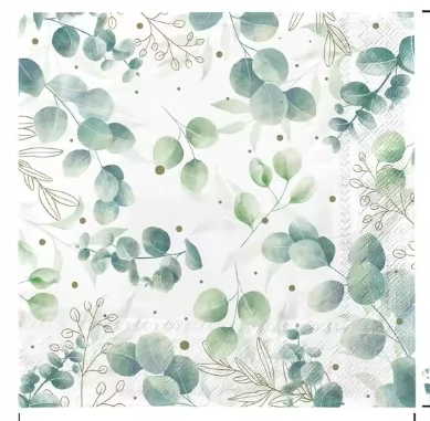 🍃 Serviettes en papier jetables – Feuilles vertes sauge