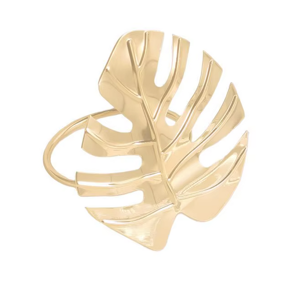 ✨ Anneaux de serviette en métal – Feuille Monstera (Lot de 2)