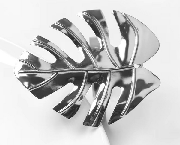 ✨ Anneaux de serviette en métal – Feuille Monstera (Lot de 2)