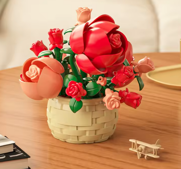 Panier floral à assembler – Modèle décoratif Rouge