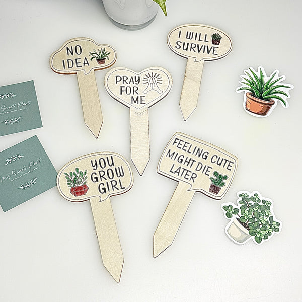 🌱 5 Panneaux Amusants en Bois pour Plantes