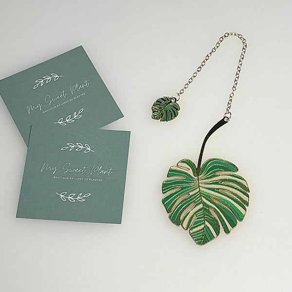 📖 Marque-page en métal – Feuille Monstera élégante et raffinée