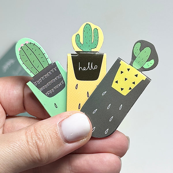 📚 Marque-pages magnétiques design Cactus – Lot de 3 marqueurs de page