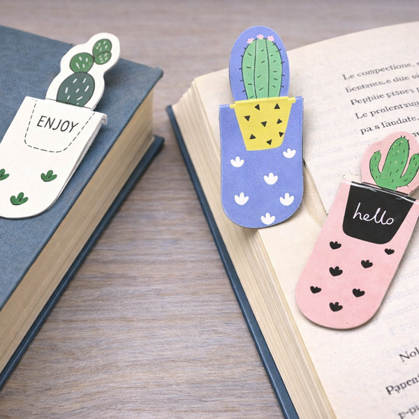 📚 Marque-pages magnétiques design Cactus – Lot de 3 marqueurs de page